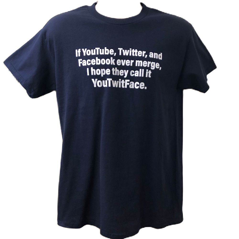 Gildan Heavy Cotton Navy Blue Graphic T-shirt Men's Unisex Novelty Medium